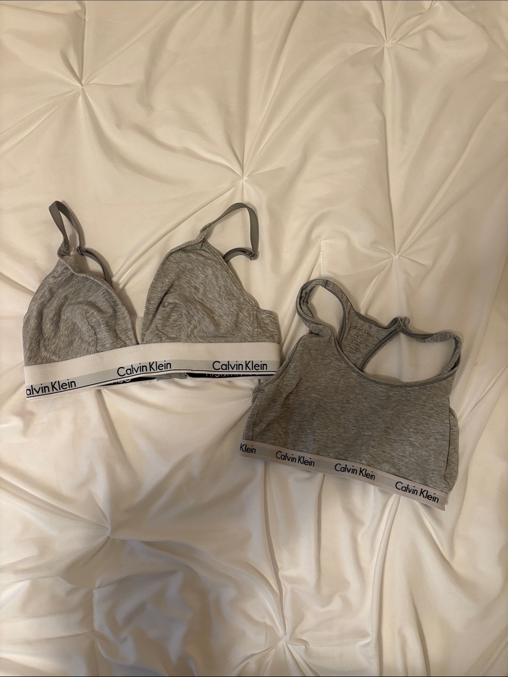 Calvin Klein Women's Grey Cotton Bralette (Set of 2)